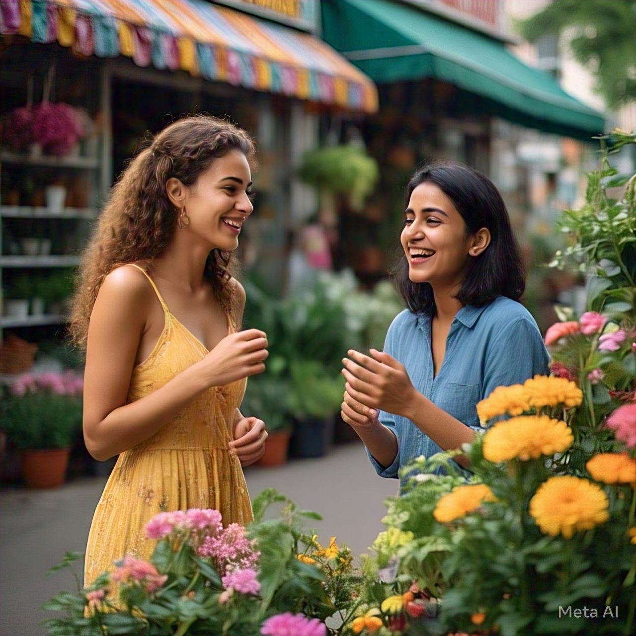 Three women talking and laughing
